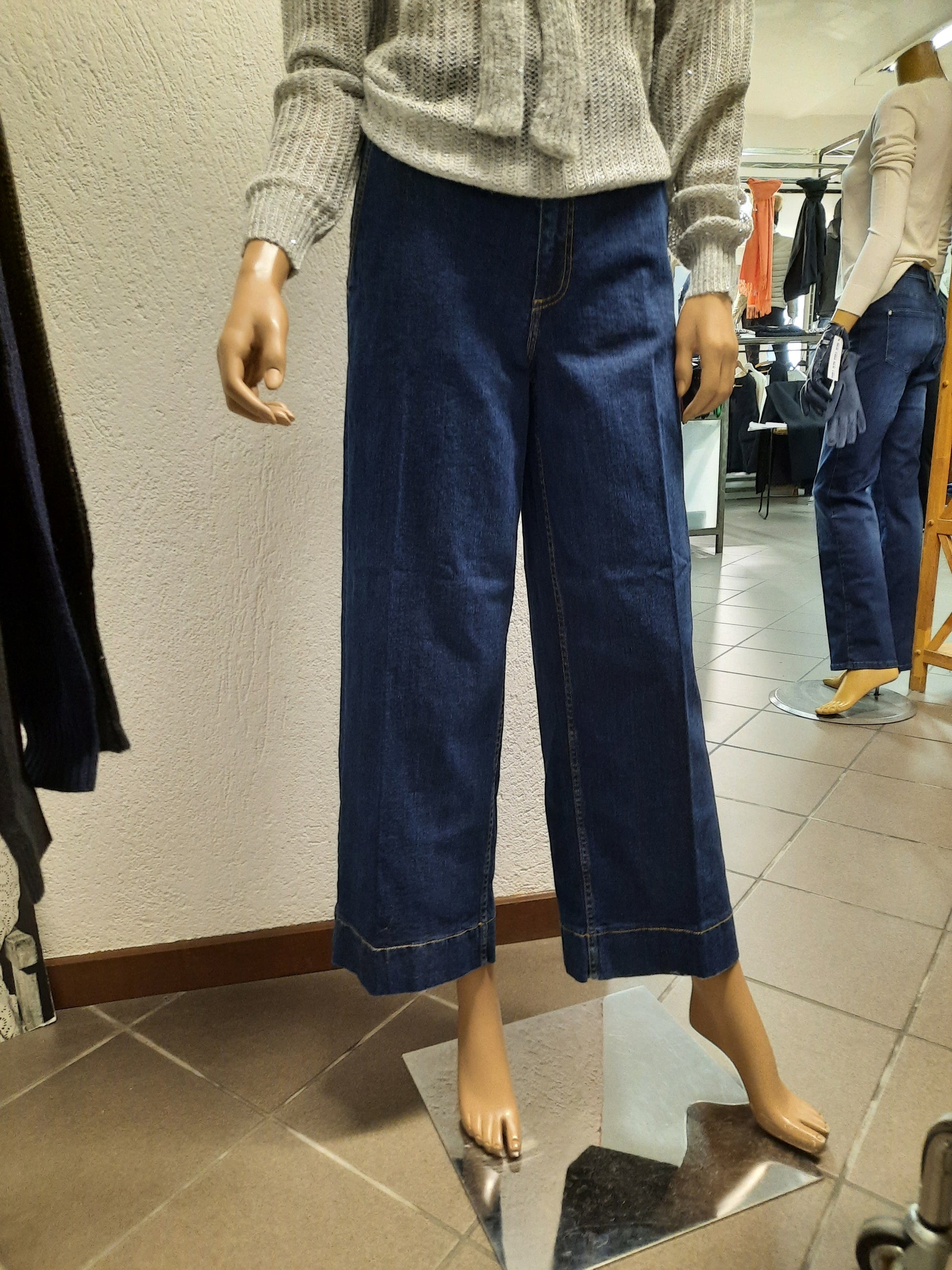 B.YOUNG jeans gamba a palazzo blu denim