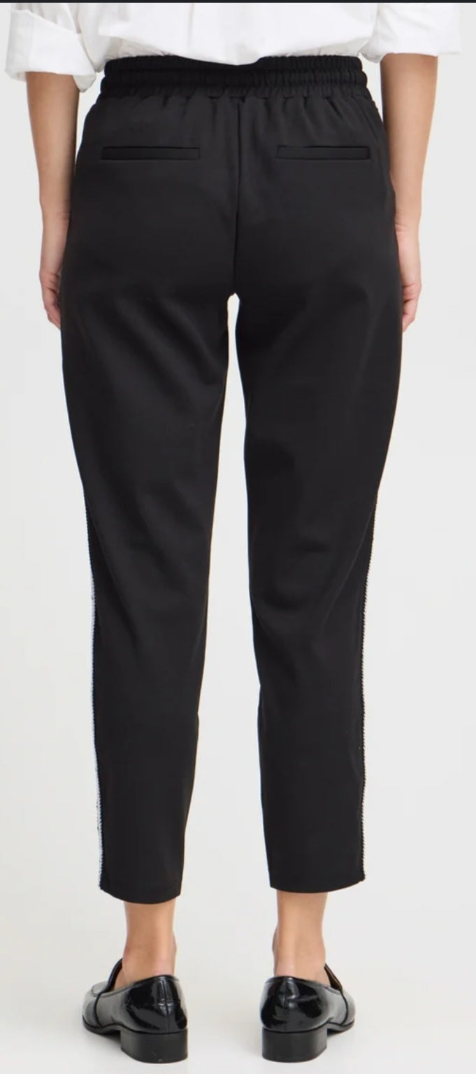 B.YOUNG pantalone con bande laterali argentate